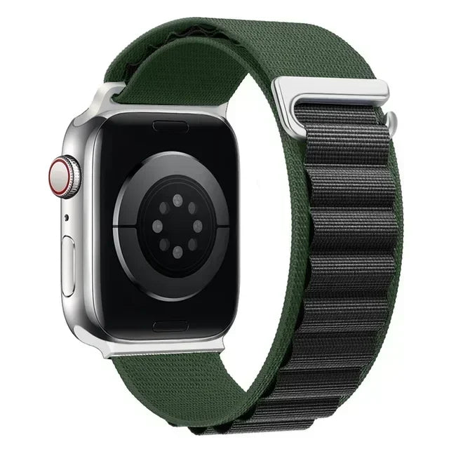 Army Green Black Trail-Style Woven Nylon Sport Loop Band With Adjustable Hook Closure On Sale