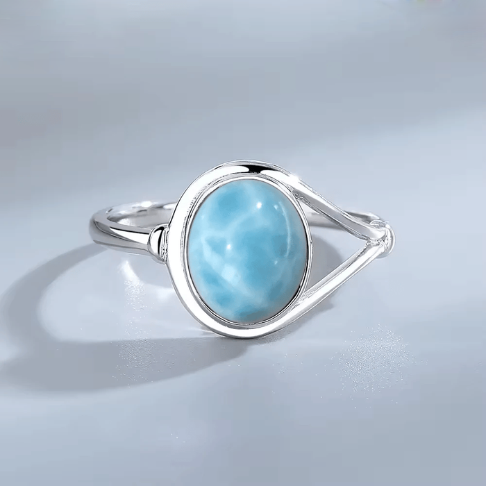 925 Silver Natural Larimar Stone Vintage Style Rings On Sale