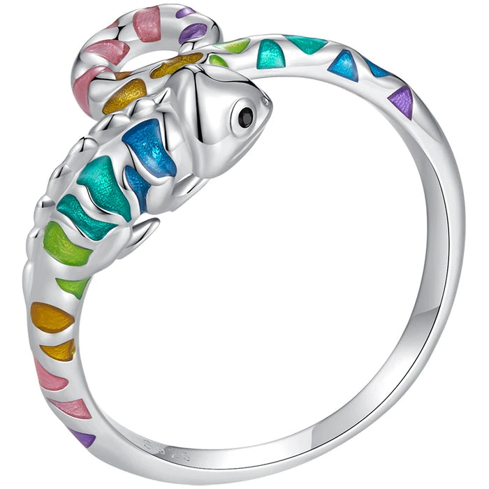 925 Sterling Silver Chameleon Ring On Sale