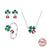 925 Sterling Silver Green Lucky Cloverleaf And Ladybug Earrings Jewelry Set On Sale