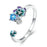 925 Sterling Silver Enamel Flower Adjustable Open Ring With Zircon On Sale