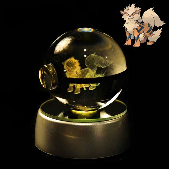3D Crystal Glass Poke Ball Night Lights Collection Contained Inside Anime Characters On Sale