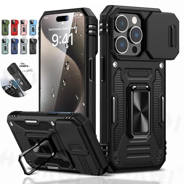 Armor Protection iPhone Case with Kickstand and Camera Cover On Sale