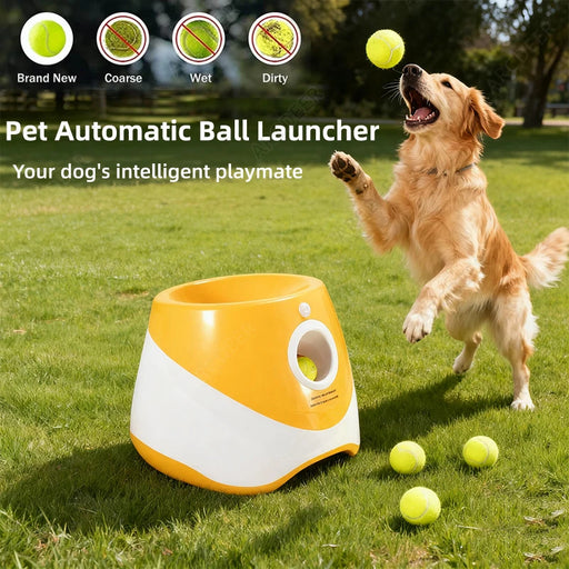 Dog Ball Thrower Toy Automatic Tennis Ball Launcher With 3 Distance Catapult Settings