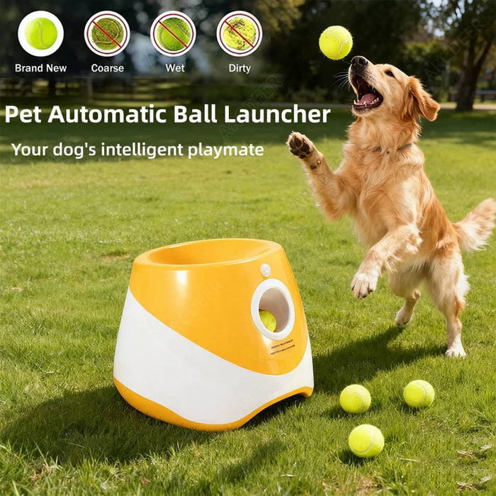 Dog Ball Thrower Toy Automatic Tennis Ball Launcher With 3 Distance Catapult Settings