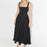 Elegant High-Waisted Squared Neckline Sleeveless A-line Sling Maxi Black Dress