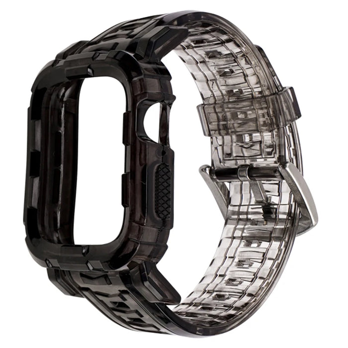 Black Grey Clear iWatch Case And Silicone Straps Sets For Apple Watch Band 38mm, 40mm, 41mm, 42mm, 44mm, 45mm On Sale