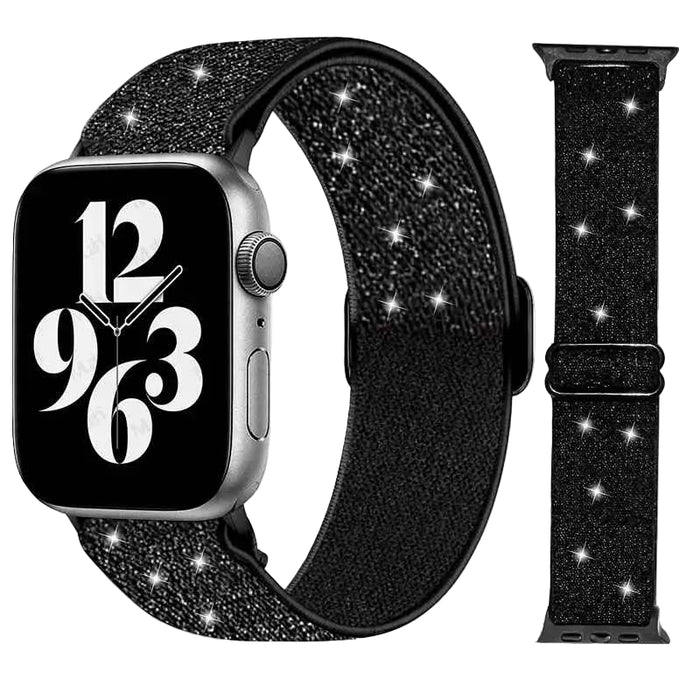 Black Glitter Sparkle Nylon Strap for Apple Watch 38mm, 40mm, 41mm, 42mm, 44 mm, 45mm On Sale