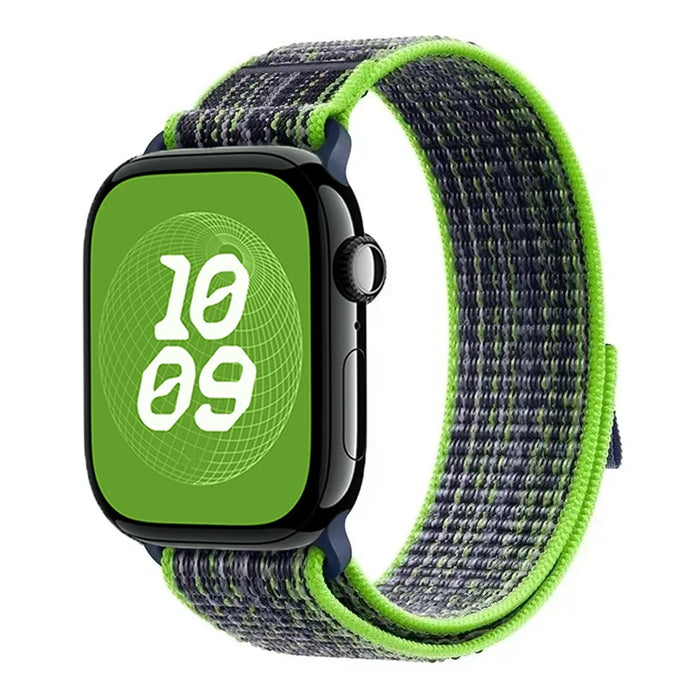 Bright Green Blue Nylon Sport Loop Watch Band for Apple Watch 38mm 40mm 41mm 42mm 44mm 45mm 46mm 49mm On Sale