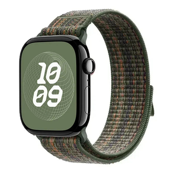 Dark Fir Orange Nylon Sport Loop Watch Band for Apple Watch 38mm 40mm 41mm 42mm 44mm 45mm 46mm 49mm On Sale