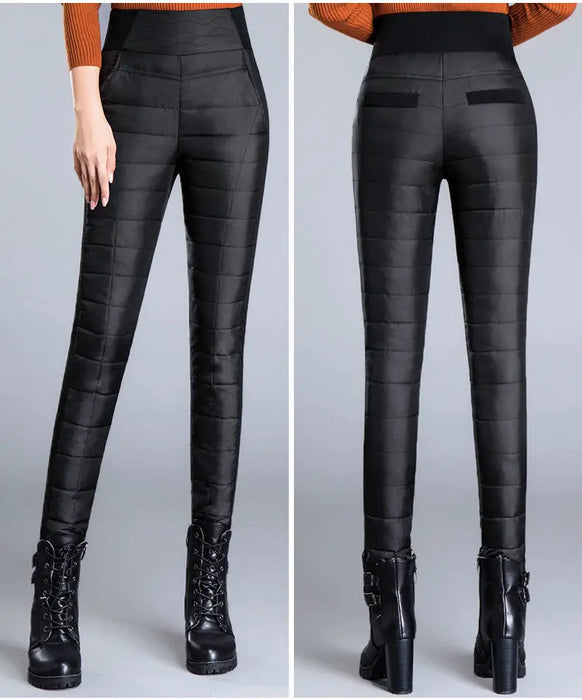 Windproof High-Waisted Classic Down Skinny Snow Pants On Sale
