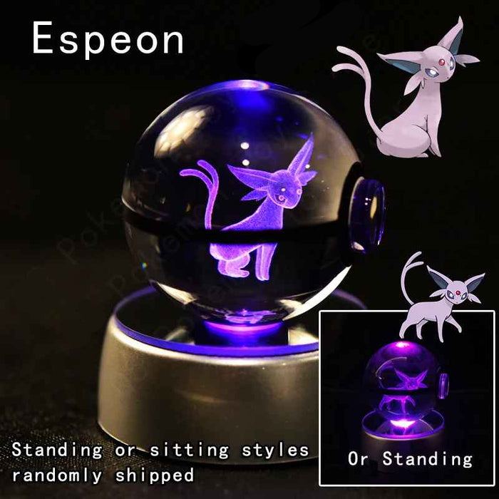 3D Crystal Glass Poke Ball Night Lights Collection Contained Inside Anime Characters On Sale