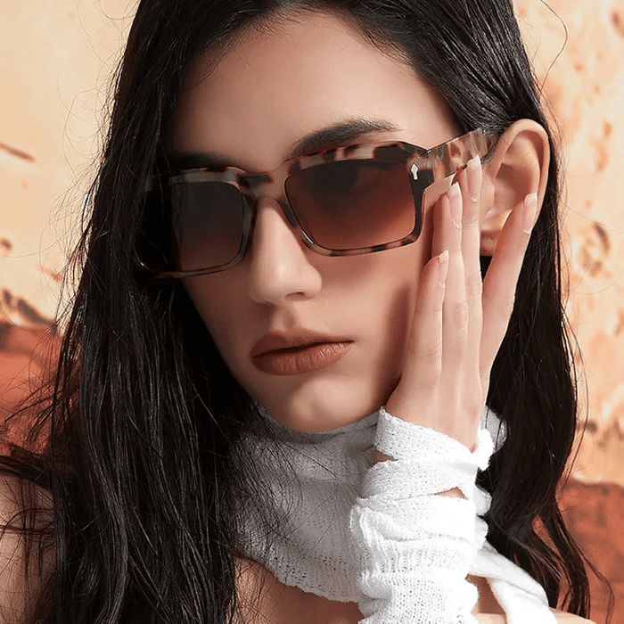 Tortoise Shell Style Rectangle HD Lens UV400 Sunglasses
