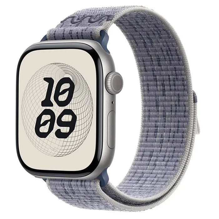Gray with Blue Nylon Sport Loop Watch Band for Apple Watch 38mm 40mm 41mm 42mm 44mm 45mm 46mm 49mm On Sale