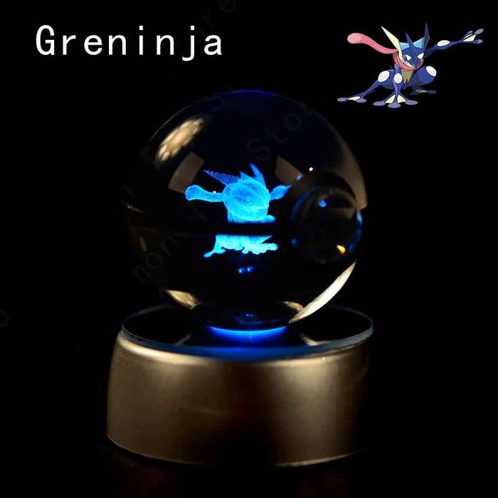 3D Crystal Glass Poke Ball Night Lights Collection Contained Inside Anime Characters On Sale