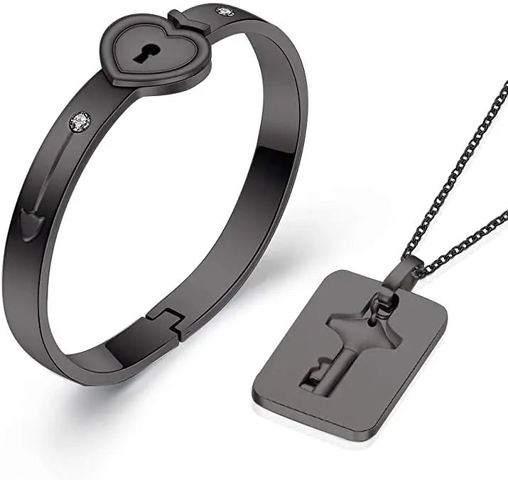 Concentric interlocking Chain And Link Stainless Steel Couple Bracelet On Sale