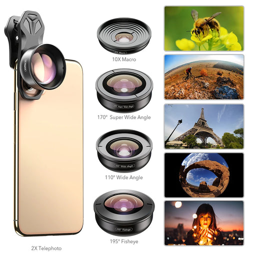 5 in 1 4K HD Wide Angle, Macro, Fisheye, Mobile Phone Camera Lens Set On Sale