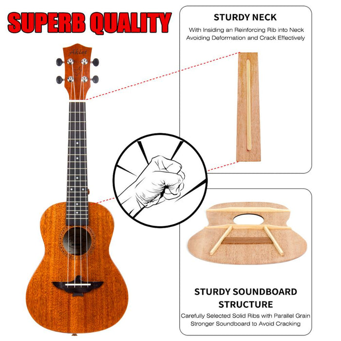 23 inch Solid Mahogany Ukulele Set On Sale