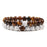 1 Set Natural Tiger Eye And White Howlite Stone Couple Bracelets On Sale