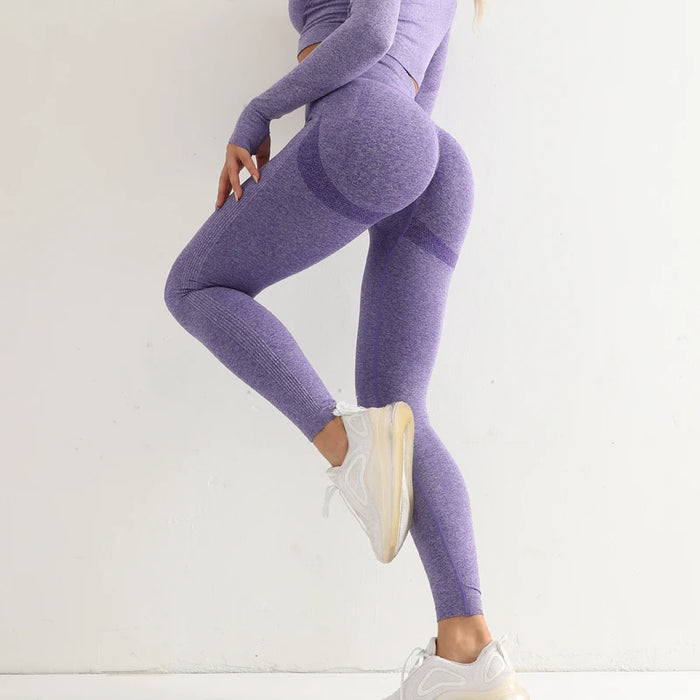 Purple High Waisted Seamless Workout Leggings On Sale