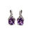 925 Sterling Silver Natural Brazilian Amethyst Crystal Clasp Earrings On Sale