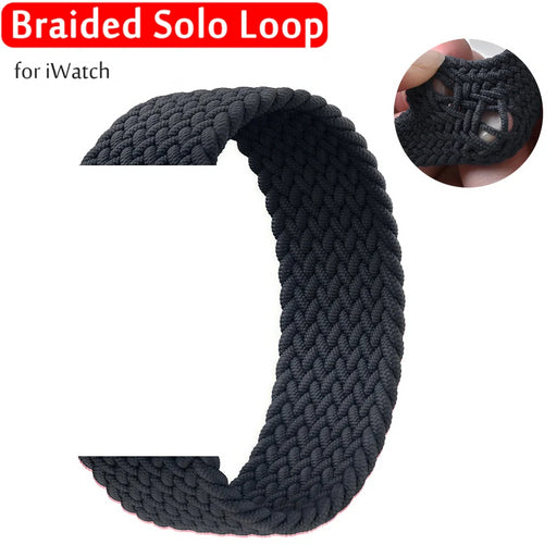 Charcoal Stretchable Braided Solo Loop Apple Watch Bracelet For iWatch Series 7, 6, SE, 5, 4, 3