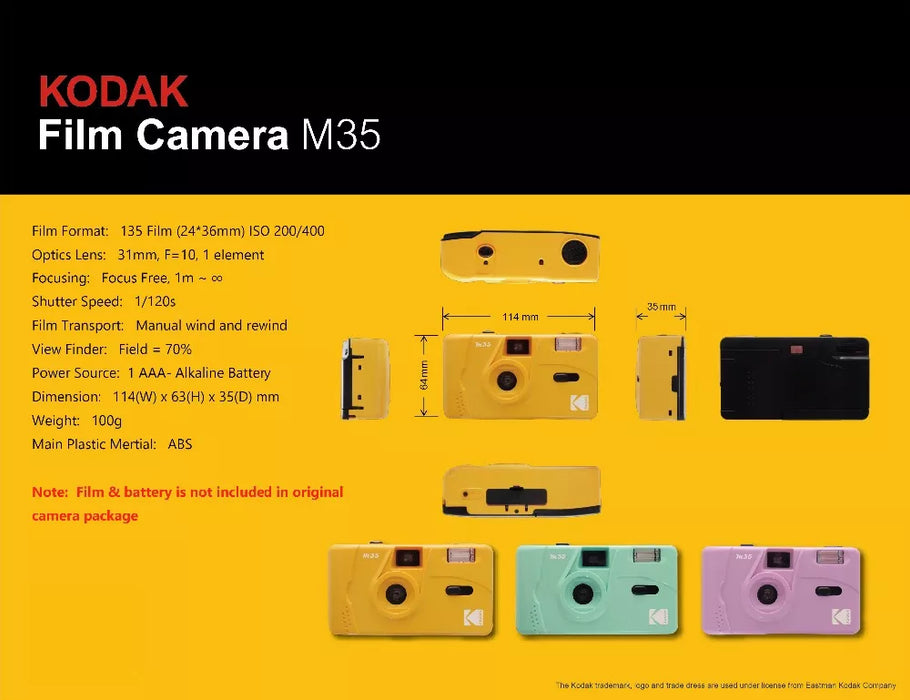 KODAK Vintage Retro M35 Reusable Film Camera Kodak UltraMax Film ( 1 Roll - 2 Roll ) Bundle