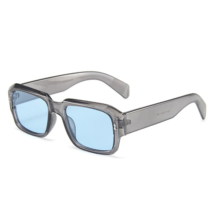 Gray Blue Fashion Rectangle HD Gradient Lens UV400 Sunglasses On Sale