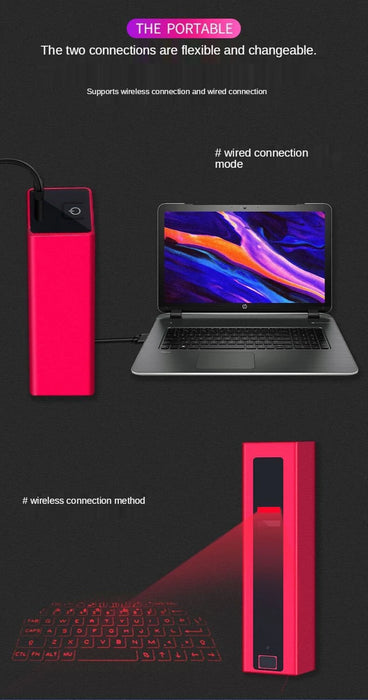 Wireless Bluetooth Laser Projection Keyboard With Mouse Function – Portable Virtual QWERTY Keyboard for iOS, Android, Windows, Mac On Sale