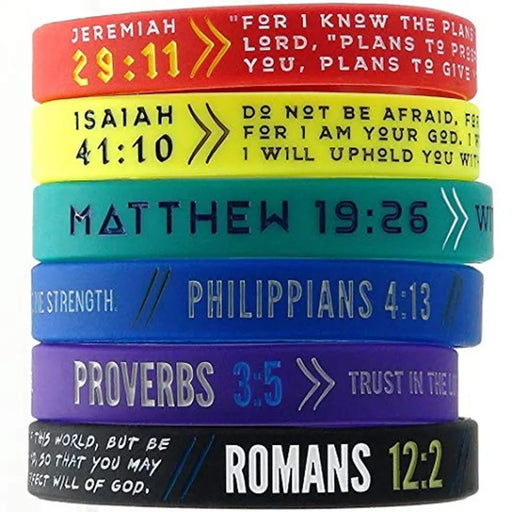 Power of Faith Wristbands Silicone Bible Verse Bracelets on Sale