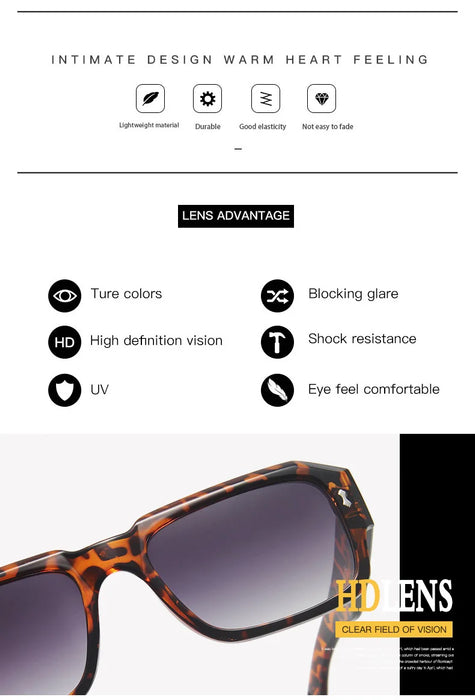 Fashion Rectangle HD Gradient Lens UV400 Sunglasses On Sale