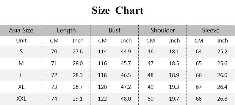 Size Chart: Unisex Embroidered Varsity Jacket Retro Pattern Patch Baseball Style Coat for Men and Women