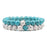 1 Set Natural Turquoise And White Howlite Stone Couple Bracelets On Sale