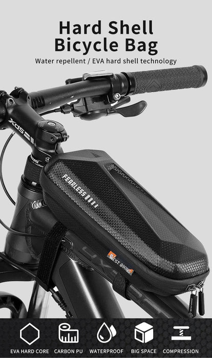 Hard Shell Bike Frame Bag With Phone Holder Waterproof Cycling Top Tube Bag for Bikes & Scooters On Sale