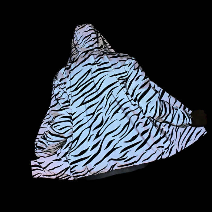 Zebra Stripes Reflective Cycling Windbreaker Jacket On Sale