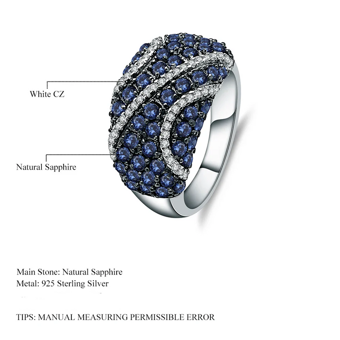 925 Sterling Silver Natural Blue Sapphire Gemstone Ring On Sale