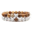 1 Set Natural Brown Jasper And White Howlite Stone Couple Bracelets On Sale