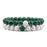 1 Set Natural Malachite And White Howlite Stone Couple Bracelets On Sale