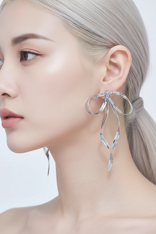 Big Ribbon Bow Style Elegant Dangle Earrings on Sale