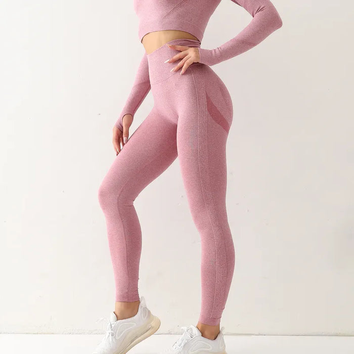 Pink High Waisted Seamless Workout Leggings On Sale