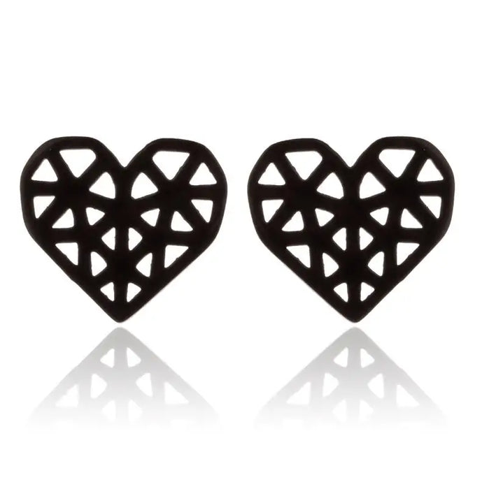 Origami Black Heart Earrings On Sale