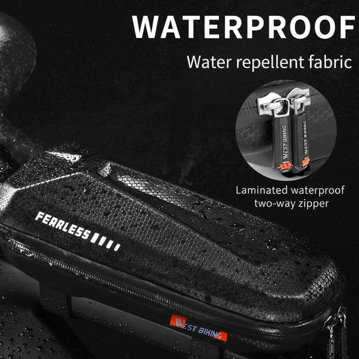 Hard Shell Bike Frame Bag With Phone Holder Waterproof Cycling Top Tube Bag for Bikes & Scooters On Sale