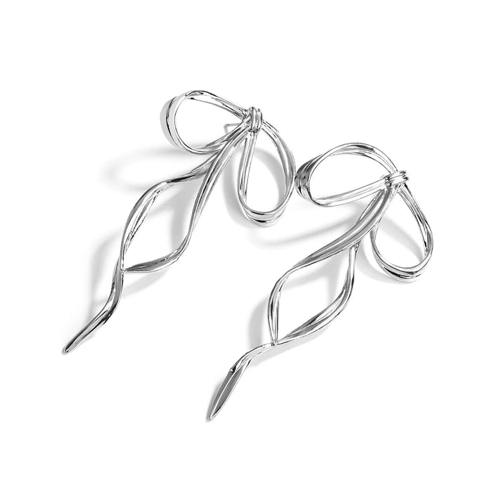 Big Ribbon Bow Style Elegant Dangle Earrings on Sale