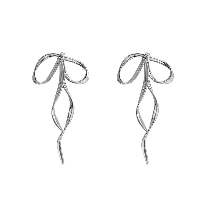 Big Ribbon Bow Style Elegant Dangle Earrings on Sale