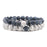 1 Set Black Weathered Stone And White Howlite Couple Bracelets On Sale