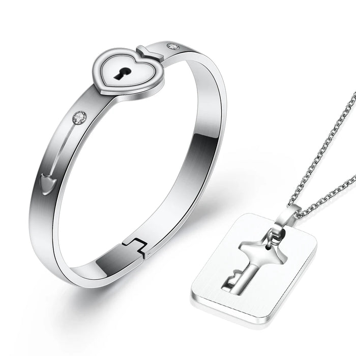 Concentric interlocking Chain And Link Stainless Steel Couple Bracelet On Sale