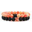 1 Set Red Weathered Stone And Lava Stone Couple Bracelets On Sale
