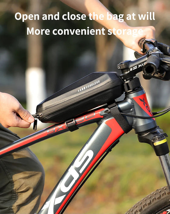Hard Shell Bike Frame Bag With Phone Holder Waterproof Cycling Top Tube Bag for Bikes & Scooters On Sale