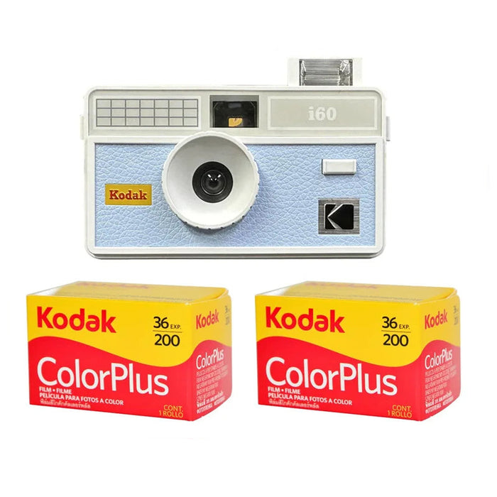 Blue KODAK i60 Reusable 35mm Film Camera and two ColorPlus 200 Roll Film On Sale