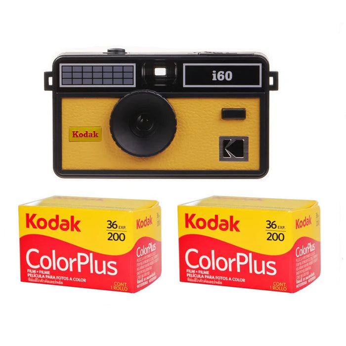 Yellow KODAK i60 Reusable 35mm Film Camera and two ColorPlus 200 Roll Film On Sale